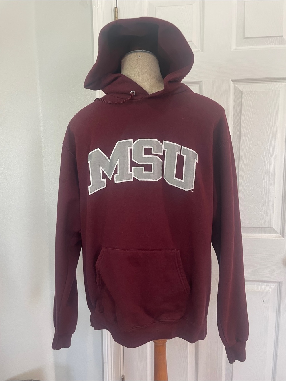 Champion MSU maroon burgundy pullover hoodie sweatshirt unisex, men women size L